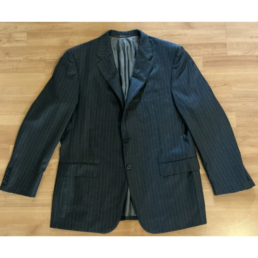 Hickey Freeman 43R Blazer LORO PIANA Super 150s‎ Wool USA Made Gray Pinstripe